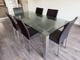 Glastisch mit 6 Stühlen von Pfister