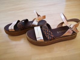 Plateau Sandalen aus Echtleder mit Rosé Gold, Gr. 38
