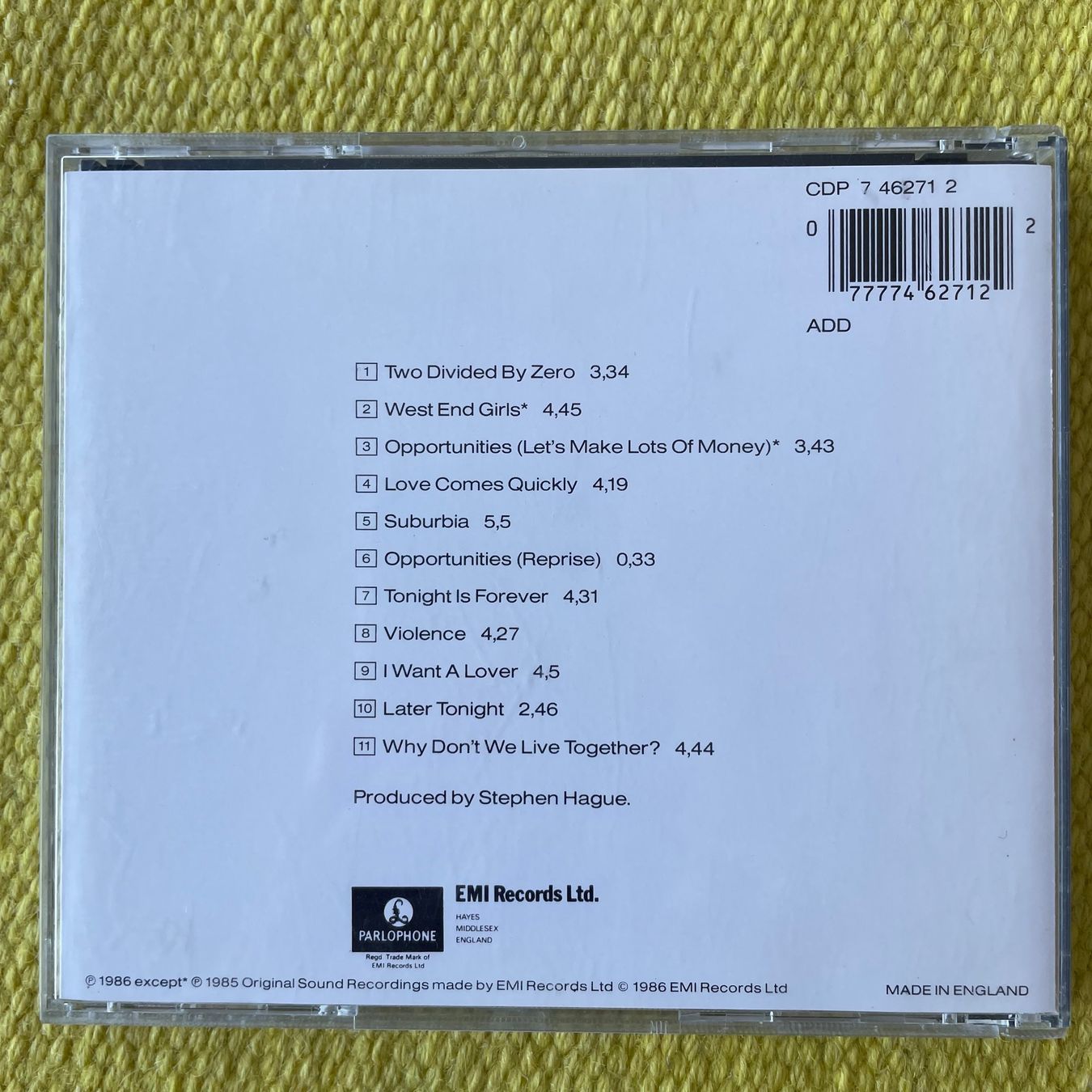 CD: PET SHOP BOYS-PLEASE – Usato da Rorschacherberg venduto da CD-Roli 1