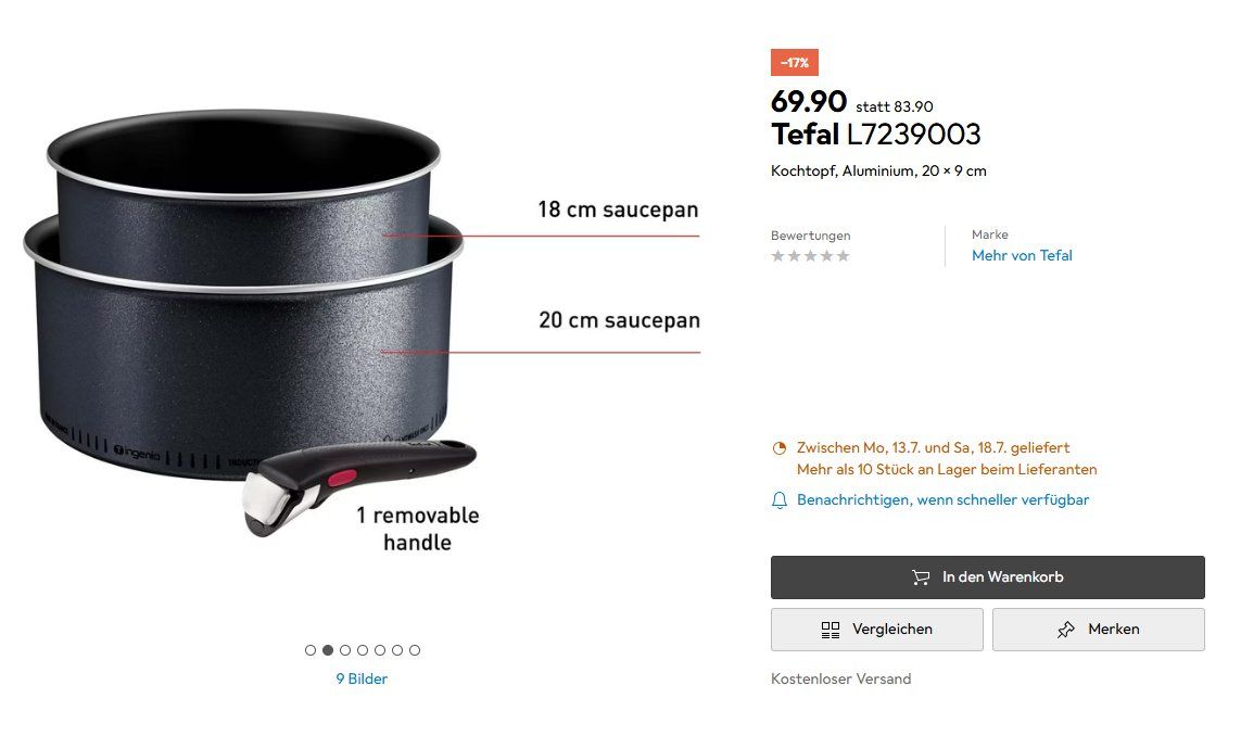 Tefal Pentole: Tefal Ingenio Deckel 18 cm. – Nuovo e nell'imballaggio originale da Benken SG venduto da olga81 4