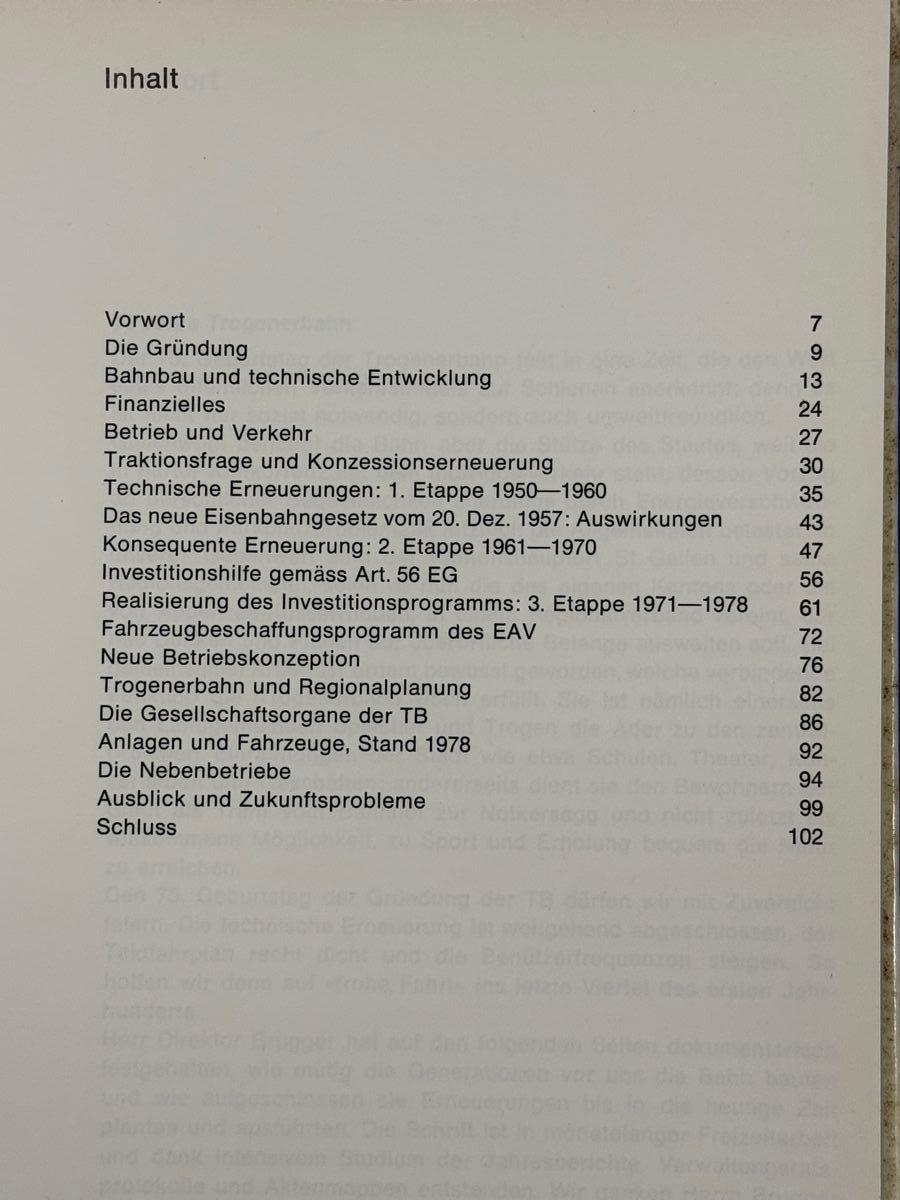 Bücher: Die Geschichte der Trogener Bahn 1903-1978 + Beilagen – Gebraucht aus Adliswil von buch_und_kunst 2