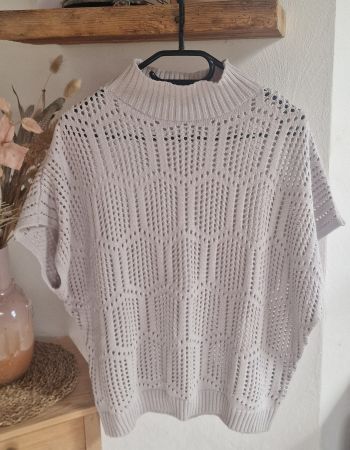 Leichtes Pullover Häkchen-Look Hellgrau L
