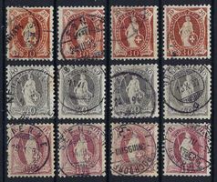 Stehende Helvetia 68C-69C+71C gest. SBK 1080.-