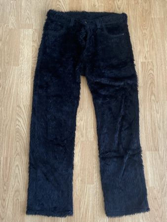 Schwarze Kunstfell-Hose von wichtig / Made in England