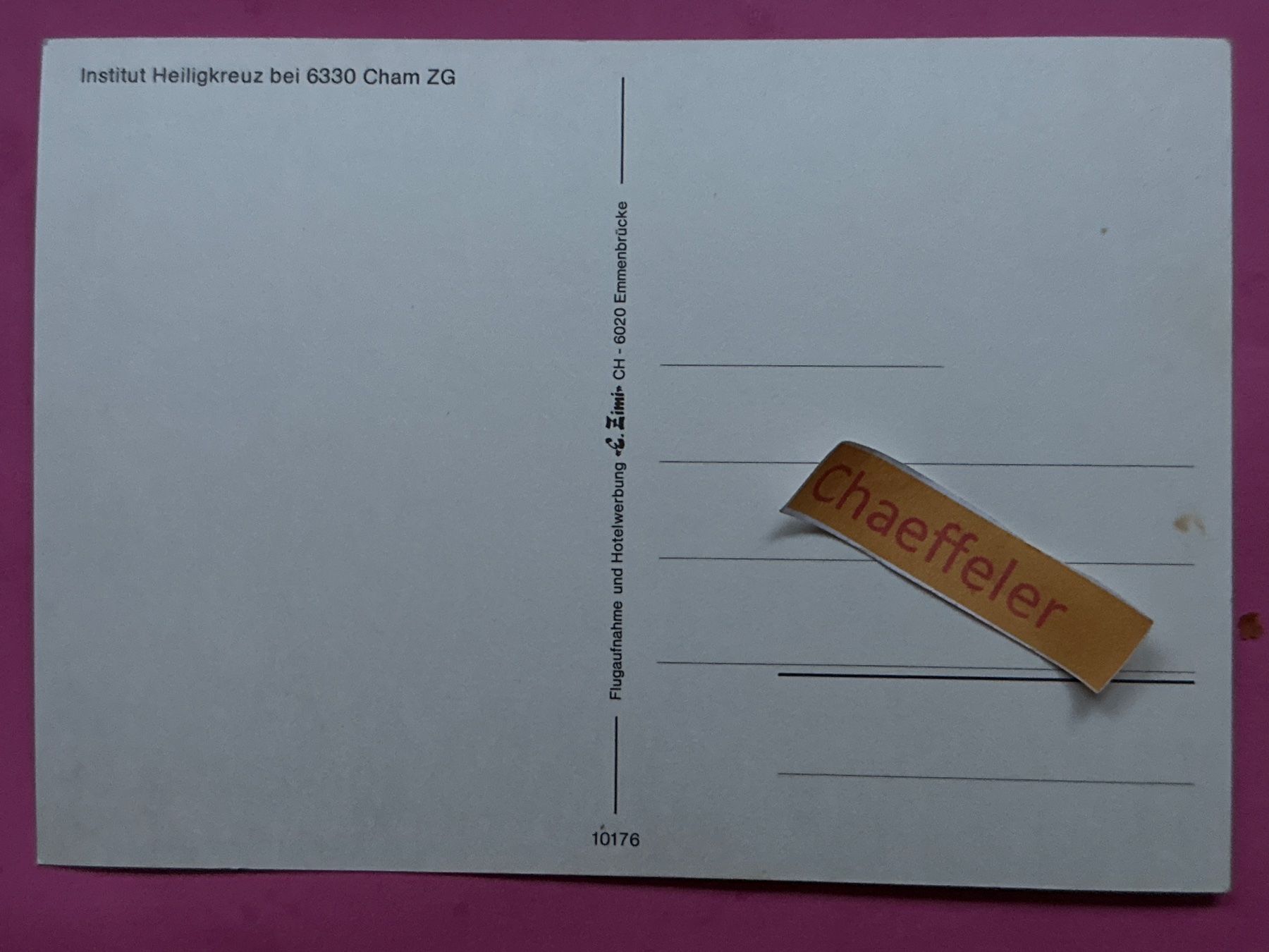 Cartoline postali: Institut Heiligkreuz bei 6330 Cham ZG – Usato da Zürich venduto da Chaeffeler 1