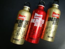 3 original Sigg Trinkflaschen Rivella unlimited Bottle Alu