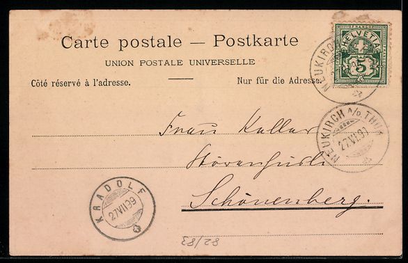Ansichtskarten: Lithographie Bern, Kirchenfeld und Alpen – Gebraucht aus Berlin von bartko-reher 1