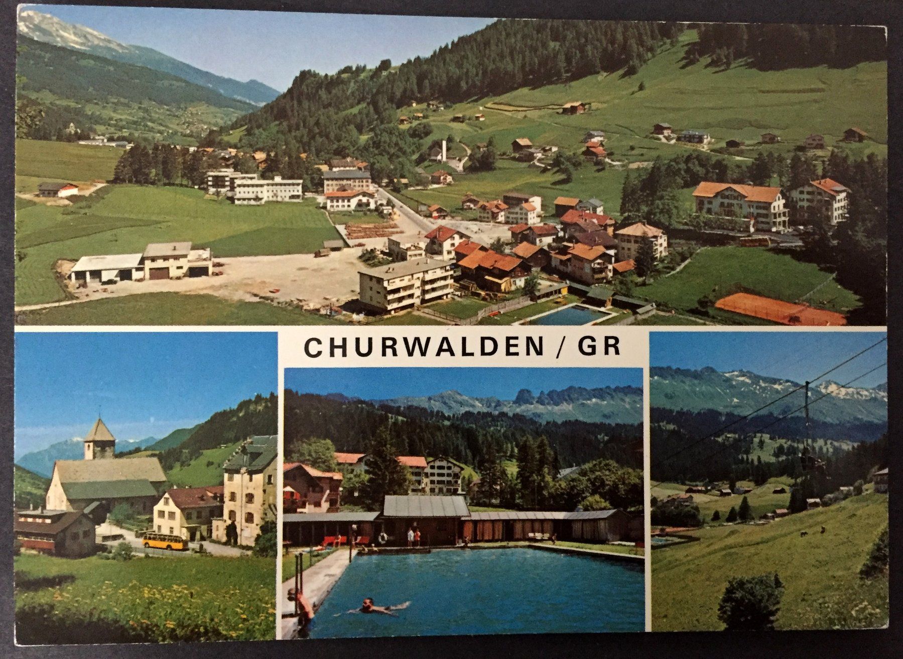 Cartes postales: CHURWALDEN Café Restaurant Conrad, Postauto – D'occasion à Jona par philajona