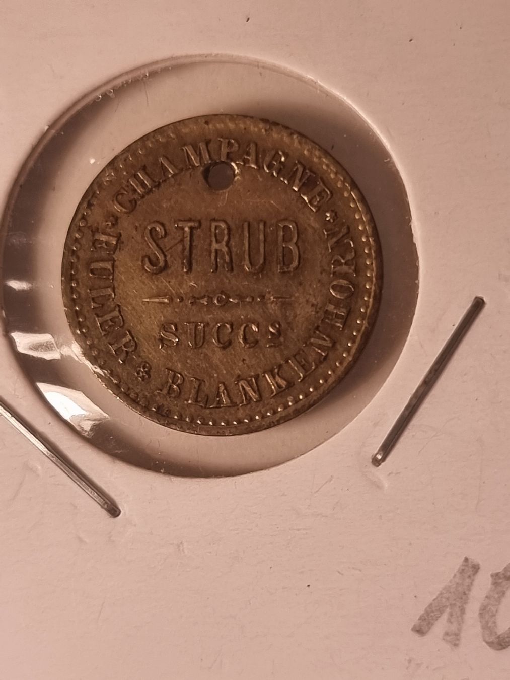Medaillen: Alte Reklamemarke STRUB Succ. Champagner Blankemhorn – Neu (gemäss Beschreibung) aus Neuenhof von tap_mxt6