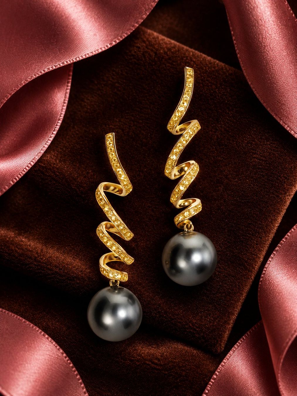 Ohrringe & -stecker: Wunderschöne schokoladenbraune Südseeperlen-Ohrringe – Neu und originalverpackt aus Genève von Mycollection