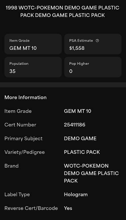 Pokémon Carte collezionabili: Pokemon Demo Game Booster 1998 PSA 10 – Usato da Zuerich venduto da Eric1389 2