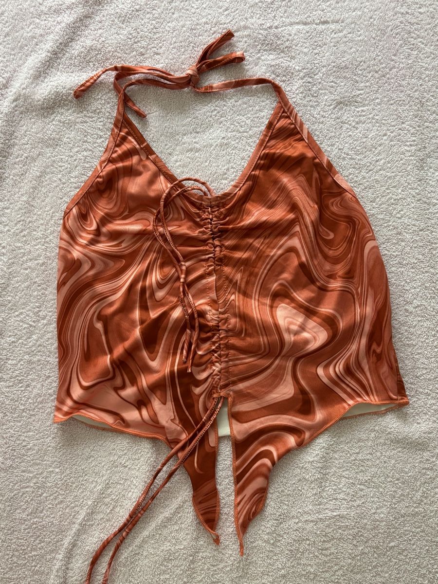 Shein Top: Damen Haltertop Muster orange Grösse L – Nuovo e nell'imballaggio originale da Arbon venduto da Viktoriaa 1