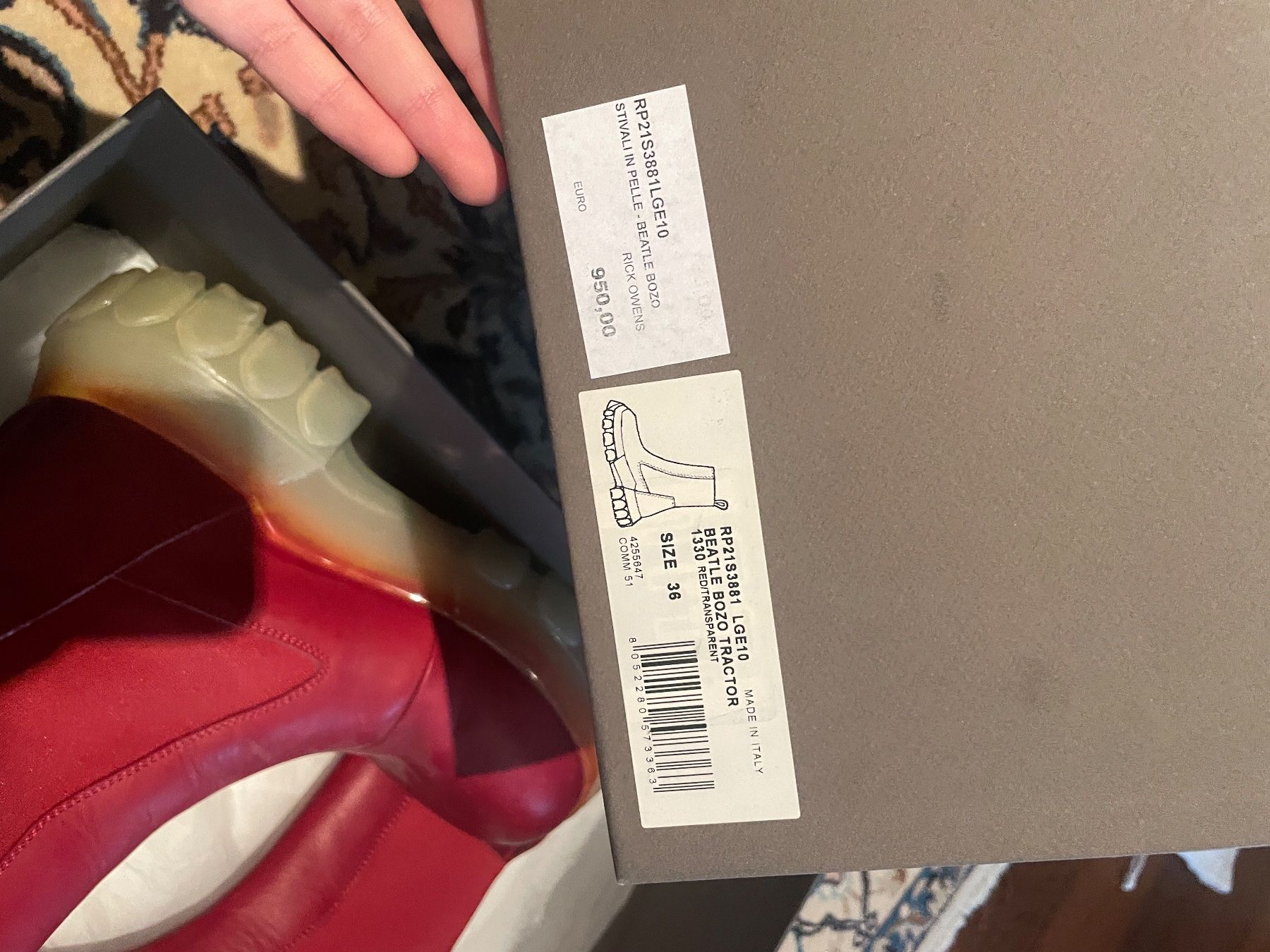 Rick Owens Scarpe da uomo: Rick Owens Bozo Beetle Tractor Boots / Rot – Usato da Adliswil venduto da sel_s6cw 6