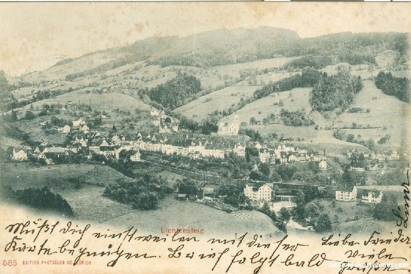 Cartoline postali: Lichtensteig - von oben + 1902 – Usato da Emmenbrücke venduto da teestube