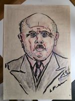alte Zeichnung Farb Gemälde Cartoon Karikatur signiert