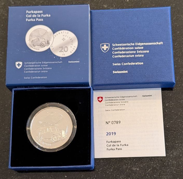 Tutti le monete: 20 Franken 2019 Silber pp Furkapass Box – Nuovo (secondo la descrizione) da Arch venduto da moneyswiss