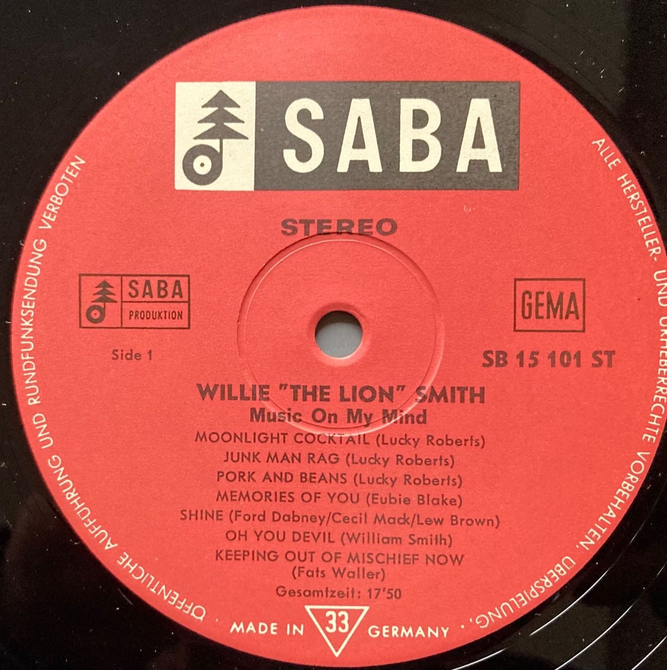 Dischi in vinile: WILLIE "THE LION" SMITH - MUSIC ON MY MIND – Usato da Poliez-Pittet venduto da Newtown-Records 2