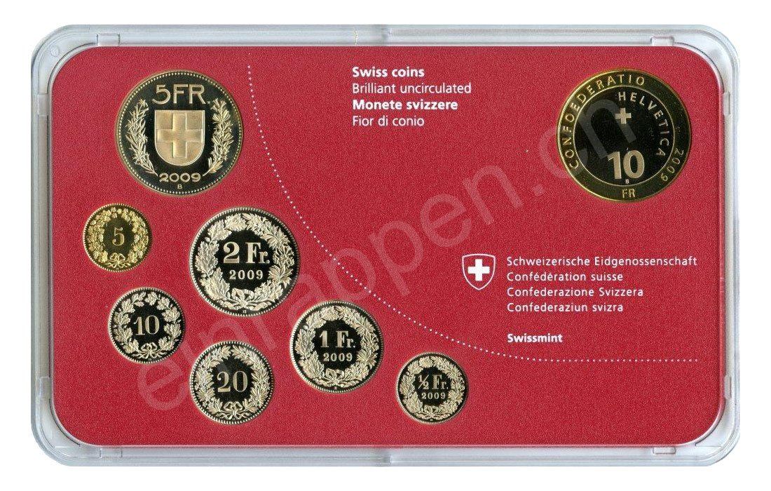 Tutti le monete: SET de monnaie suisse de 2009 non circulé FDC – Nuovo e nell'imballaggio originale da Fribourg venduto da Kiki020 1