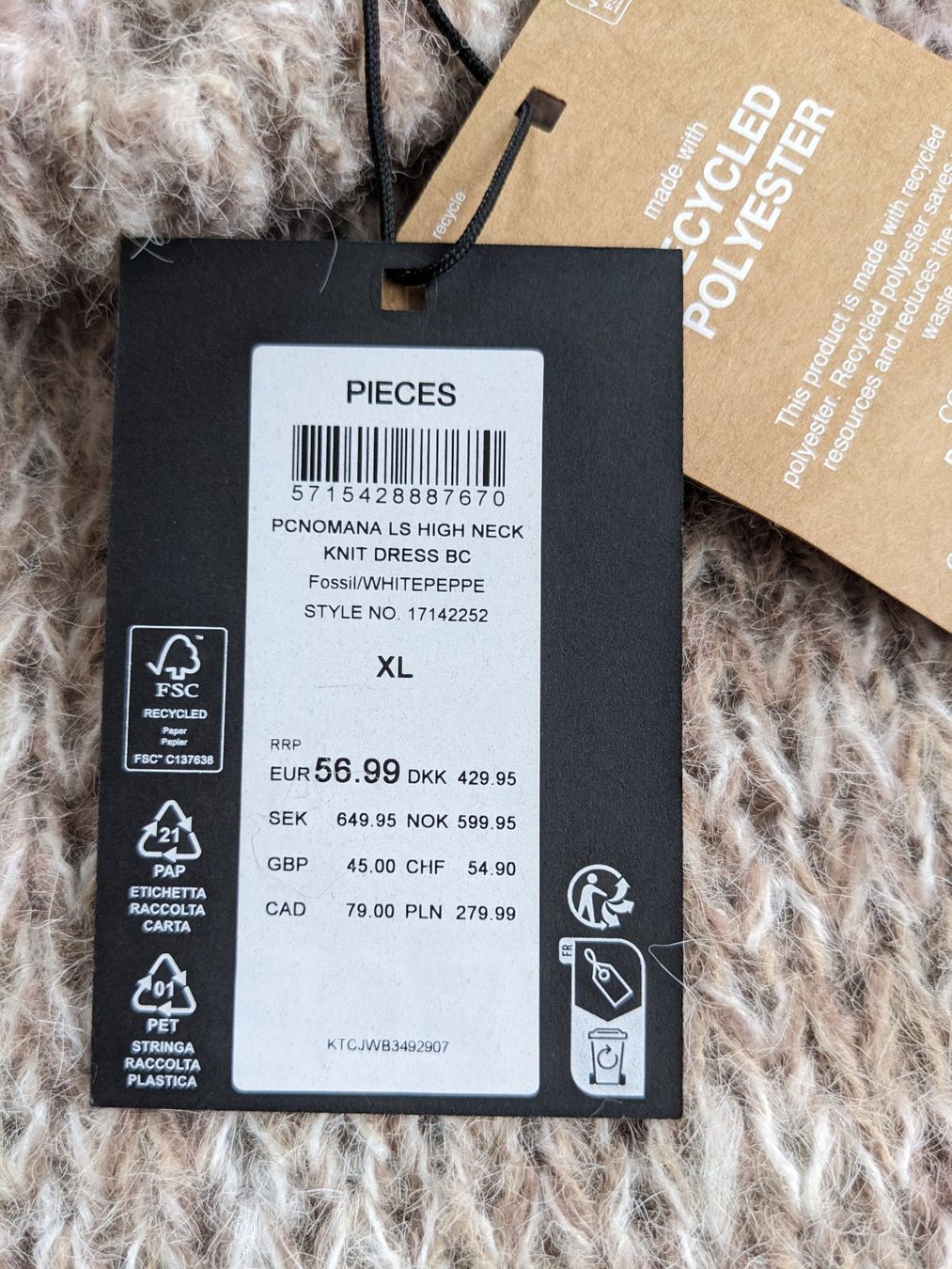 Pieces Vestiti: PIECES Stretch Strickkleid XL - neu mit Etikett – Nuovo e nell'imballaggio originale da Lengnau AG venduto da Nathi88 4