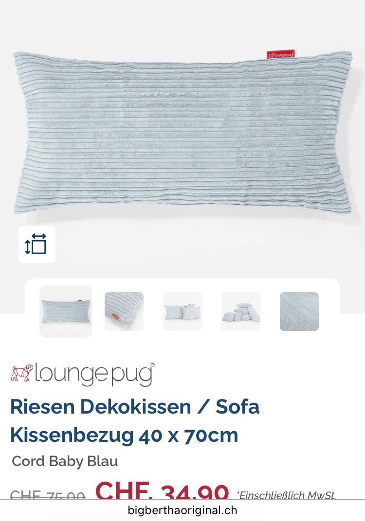 Cuscini: Cord Kissenbezug hellblau – Nuovo e nell'imballaggio originale da Niederurnen venduto da val_v5y7