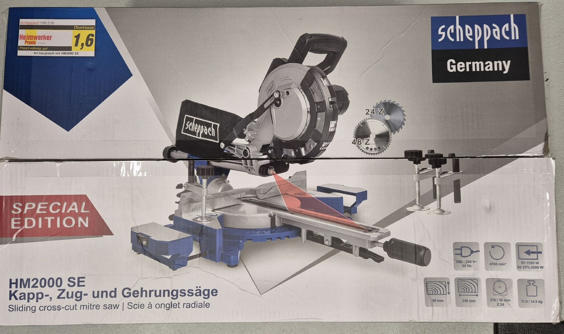 Scheppach Sägen: Scheppach Kapp-, Zug- u. Gehrungssäge – Neu und originalverpackt aus Glarus von uka_627m 3