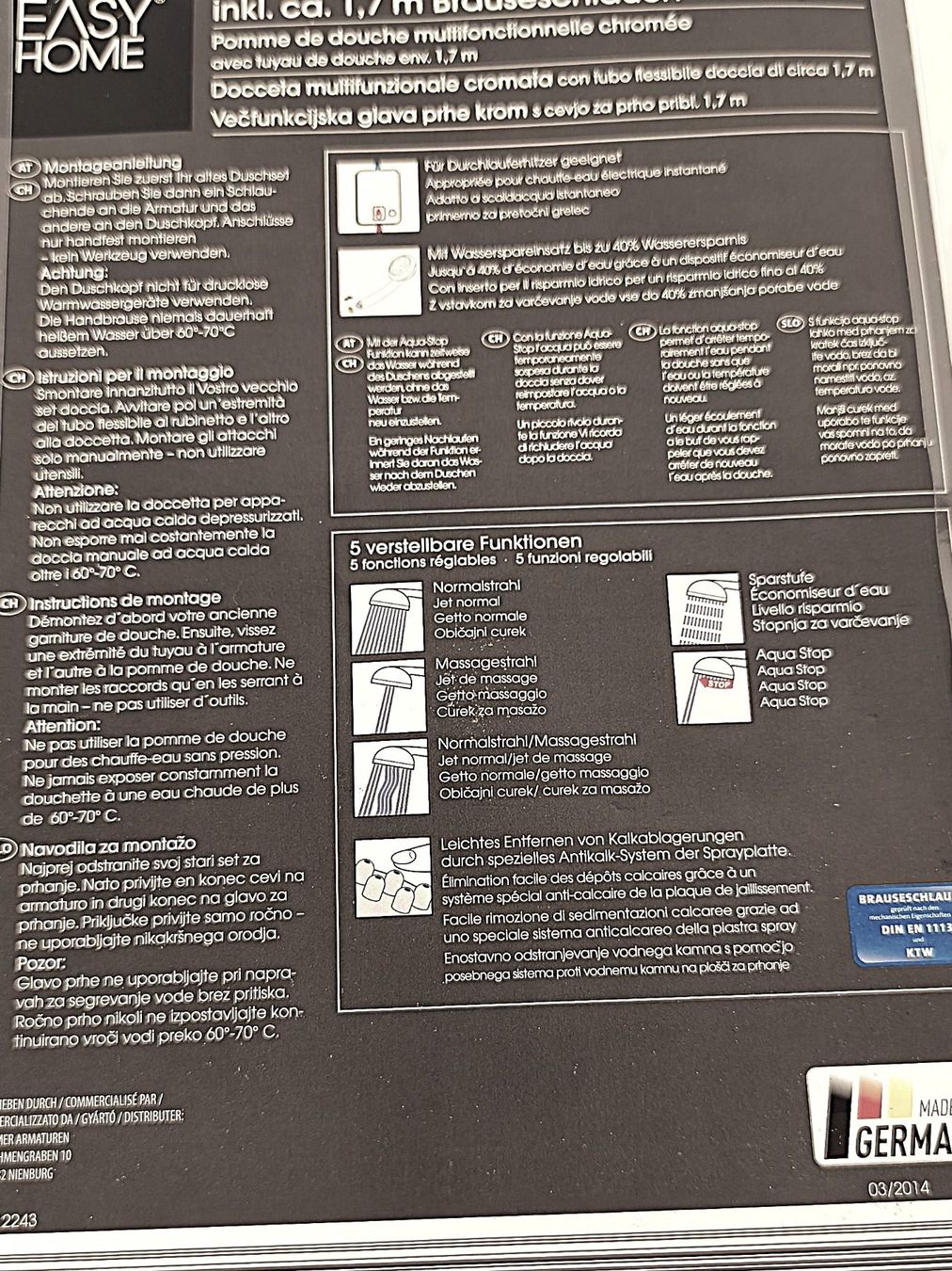 Soffioni doccia: Multifunktionsduschkopf Chrom – Nuovo e nell'imballaggio originale da Pratteln venduto da Restwert_Pratteln 2