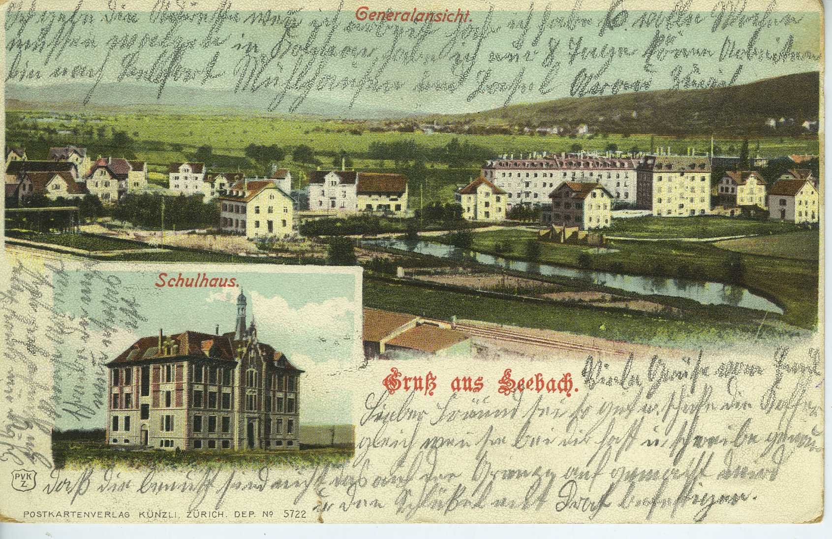 Ansichtskarten: Zürich - Seebach, Lithokarte – Gebraucht aus Schleitheim von Pmschlaate