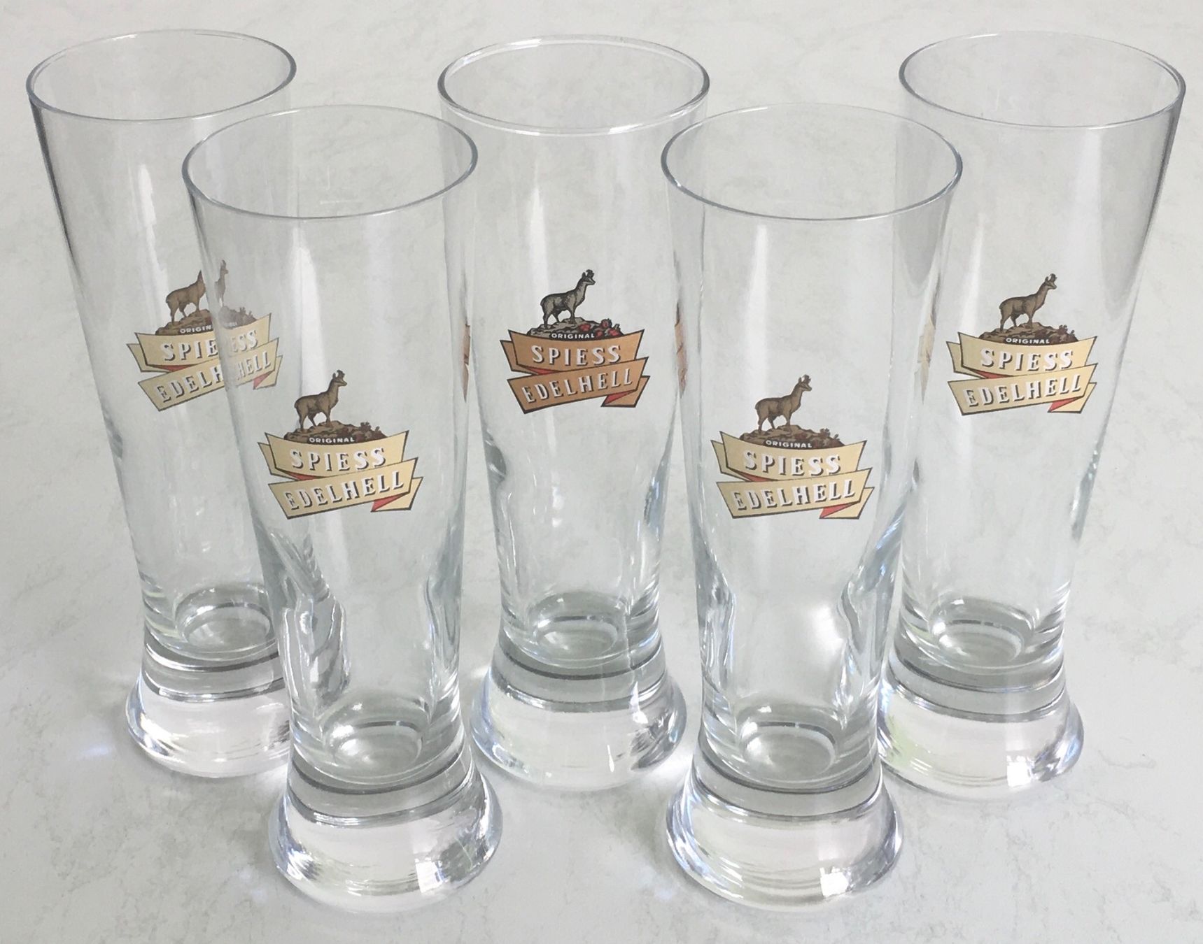 Eichhof Bicchieri: 5 Biergläser Spiess Edelhell Eichhof Stangen, 2 dl – Usato da Kriens venduto da Niklaus014