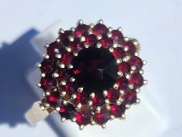 Granat Ring, Silber 925 gestämpelt, vergoldet 61