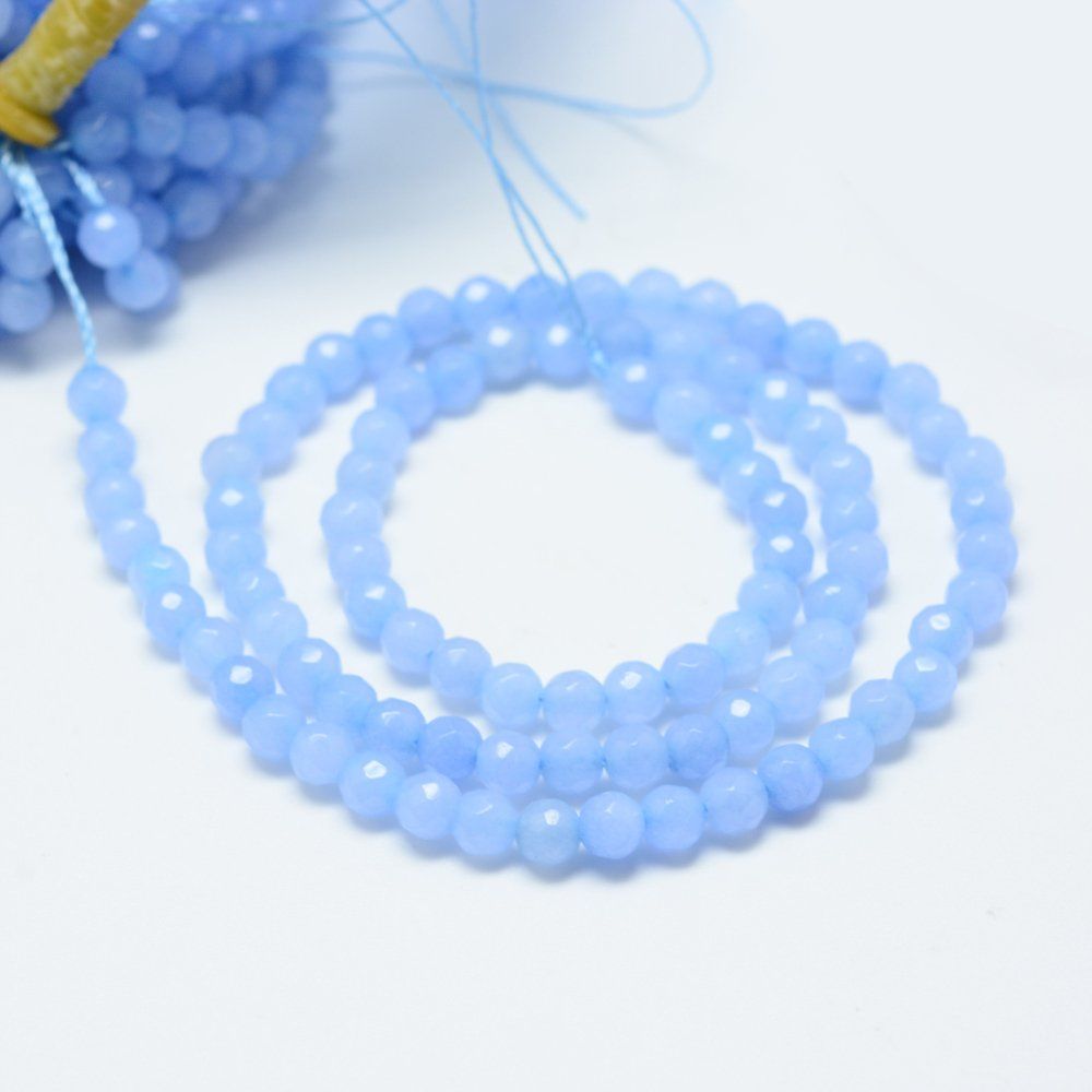 Edelsteine: Jade Perlen  4mm blau gefärbt, 1Strang – Neu (gemäss Beschreibung) aus Alpnachstad von perlengaby 1