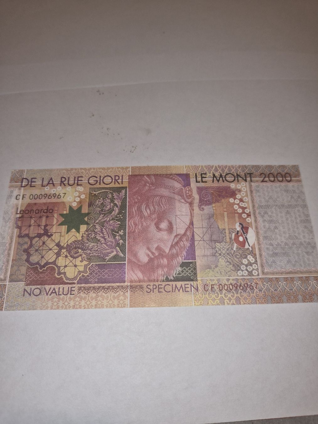 Billets de banque: Billet commémoratif Leonardo Da Vinci – Neuf (Voir description) à Senèdes par hen_fw8b 1