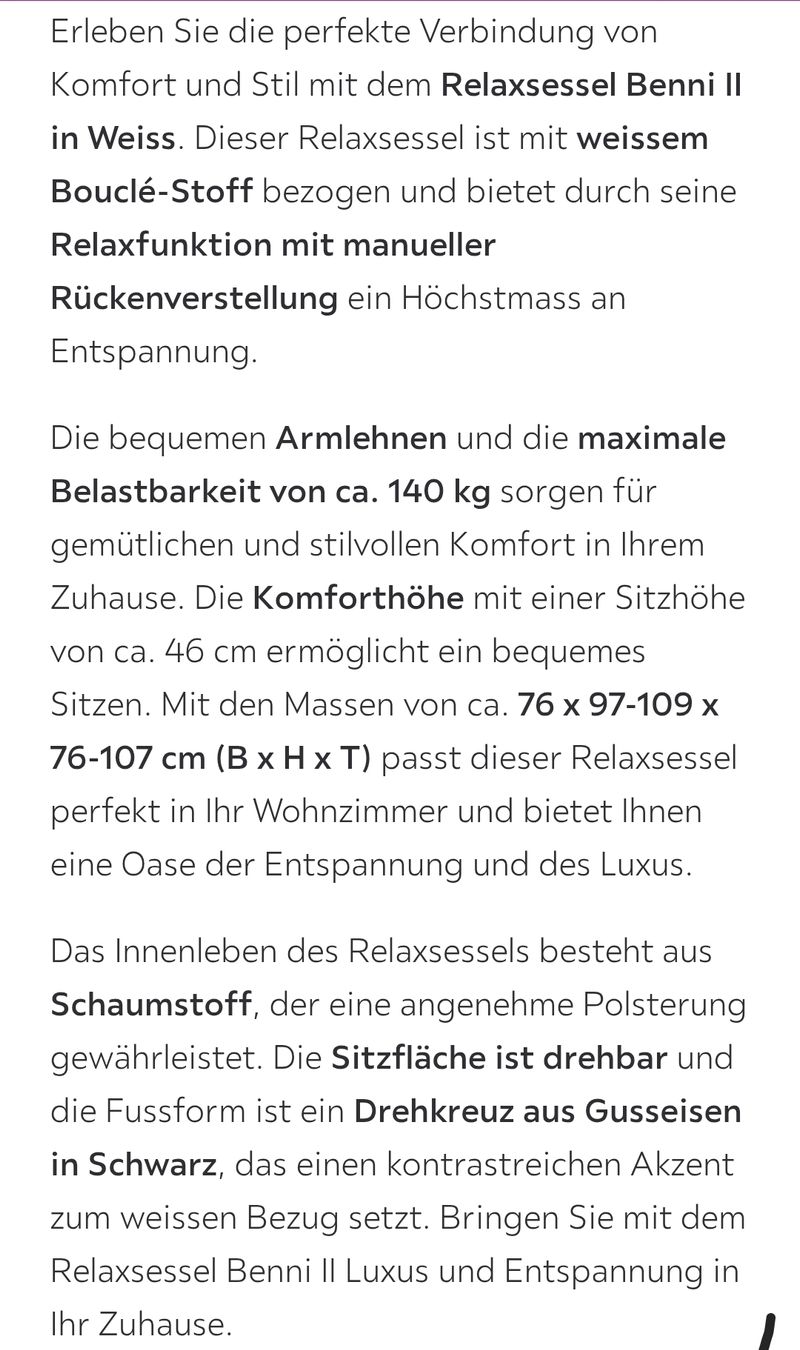 Mömax Poltrone: benni II sessel, relaxsessel – Nuovo (secondo la descrizione) da Luzern venduto da Ami-be 3