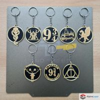 Hogwarts Crest Keychain Black Gold 3D Printed