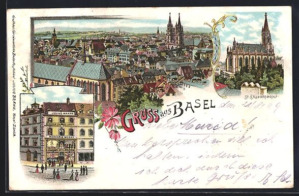 Ansichtskarten: Litho Basel, Kaufhaus Julius Braun, St.  – Gebraucht aus Berlin von bartko-reher
