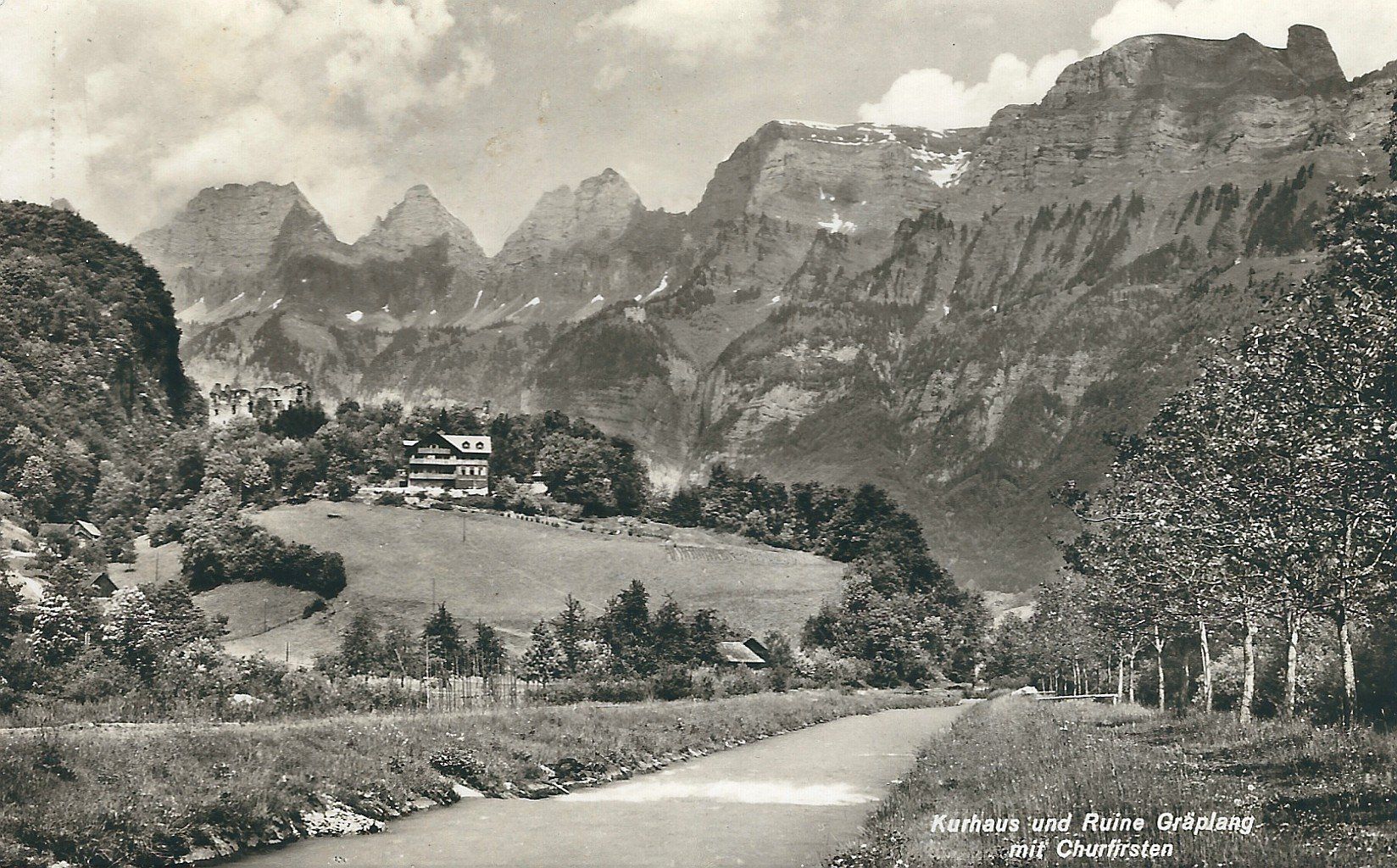 Cartoline postali: Flums, altes Kurhaus und Ruine Gräpplang – Usato da Flums venduto da Guscha1
