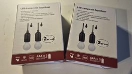 LED-Lampe Zugsschnur 2er Set Schwarz Outdoor 