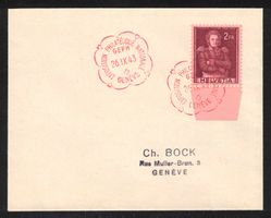 1941, Oberst Forrer mit Doppelprägung 251.DP1 auf Brief !