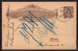 Vorläufer-AK Frankfurt, 1889, Ganzsache