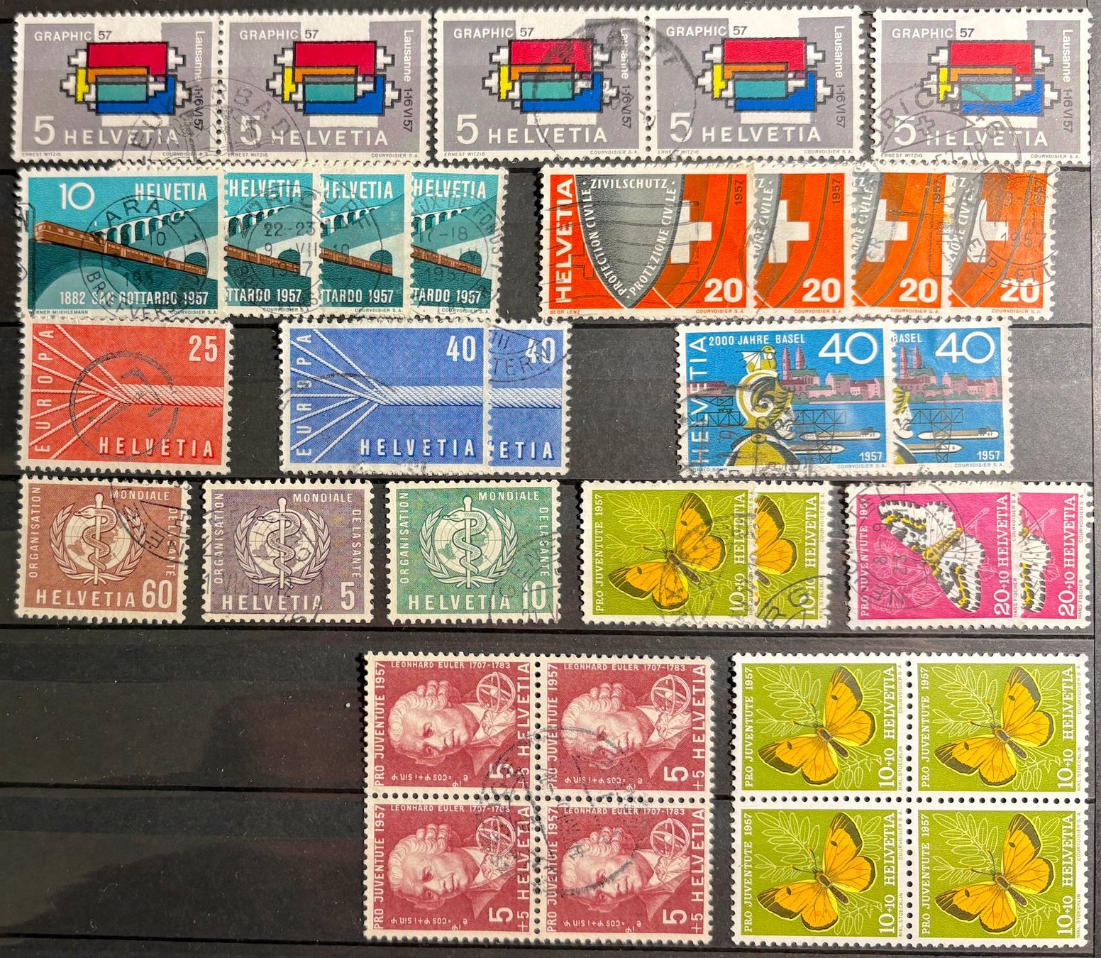 Tutti i francobolli: Timbres suisses 1957 Divers – Usato da Lausanne venduto da Cabessa