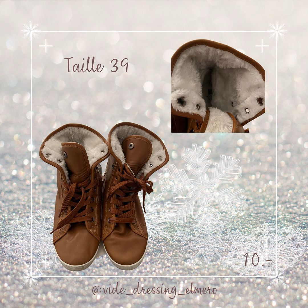 Scarpe da uomo: Baskets fourrées en cuir marron, pointure 39 – Usato da Massonnens venduto da Rebelle88