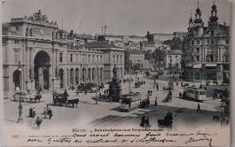 ZÜRICH  -  Bahnhofplatz  -  1901  (trams - calèches)