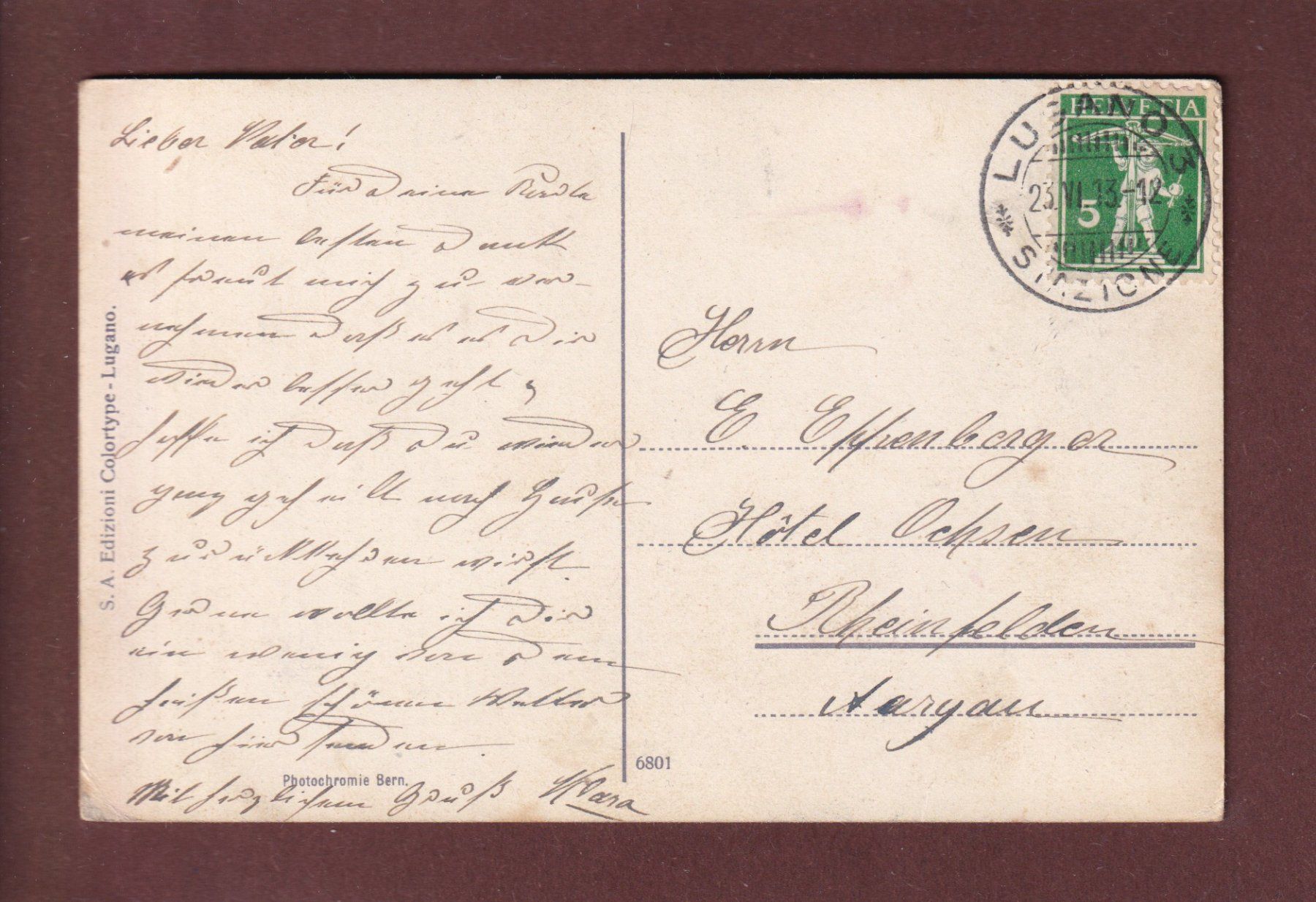 Cartoline postali: LUGANO e Monte San Salvatore - 1913 – Usato da Pully venduto da nicecards 1