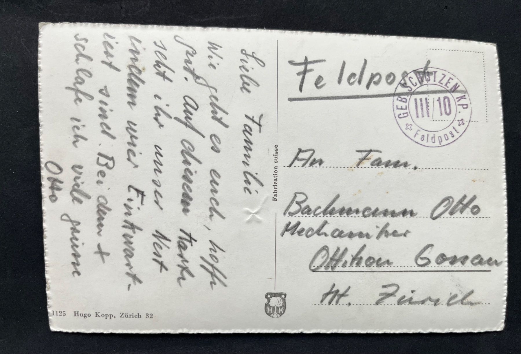 Cartoline postali: ANZONICO, Feldpoststempel ca. 1950 – Usato da Wabern venduto da DaxKarten-75 1