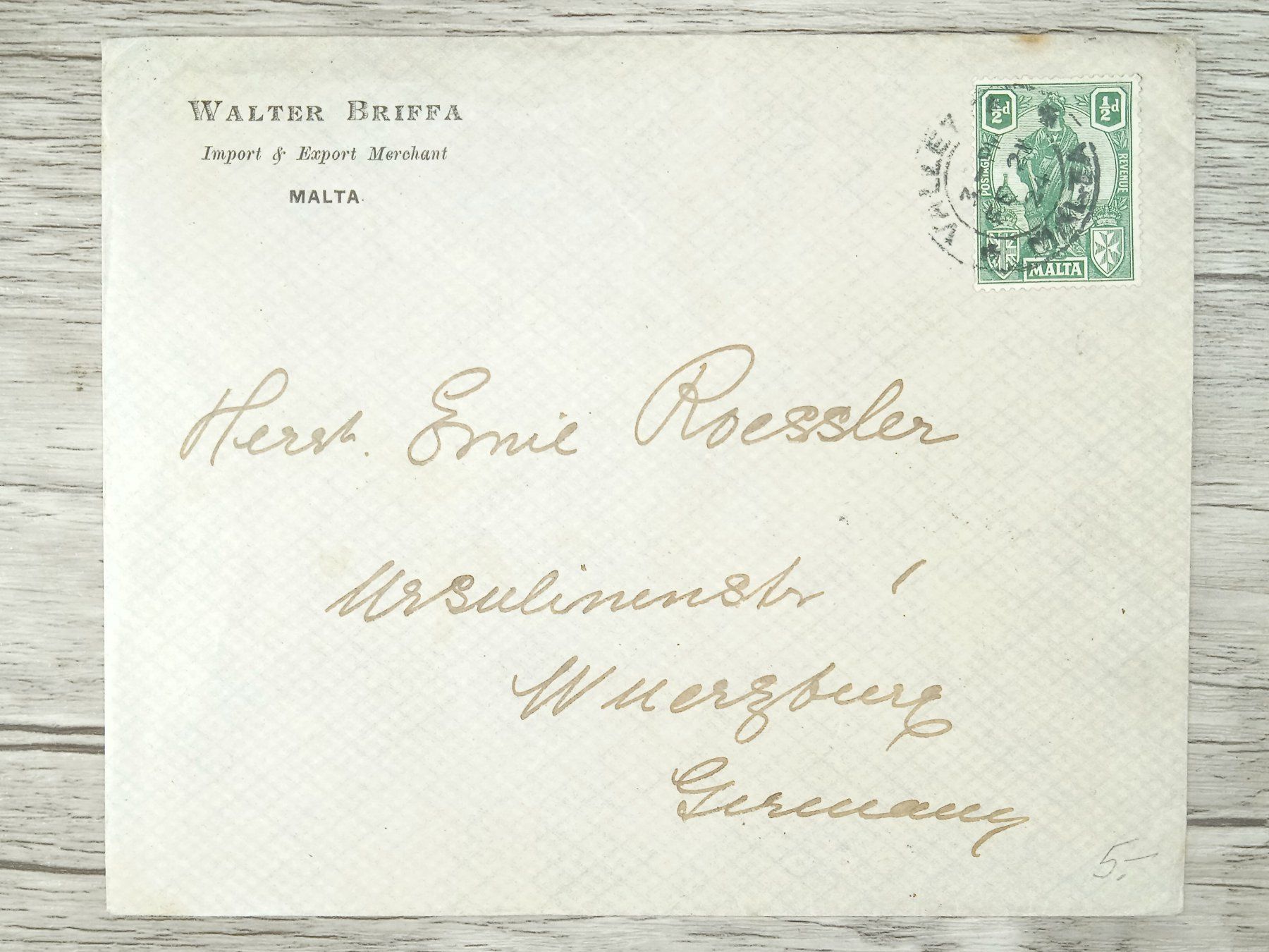 Tutti i francobolli: TR76 Enveloppe + Timbre Malte 1924 – Usato da Cousset venduto da Patrick_Collections