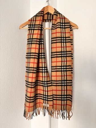 Burberry Schal Kaschmir Wolle beige kariert gebraucht