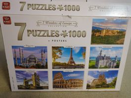 7 Puzzles à 1000 Teile - 1x geöffnet & 6x ungeöffnet