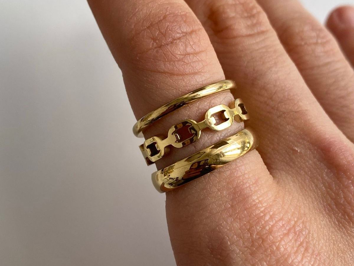 Anelli: 18KGP Goldene Ringe Set Edelstahl – Nuovo (secondo la descrizione) da Givisiez venduto da dor_xb9k