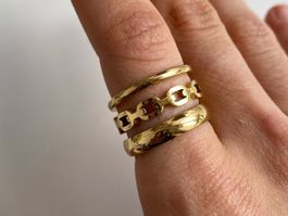 18KGP Goldene Ringe Set Edelstahl