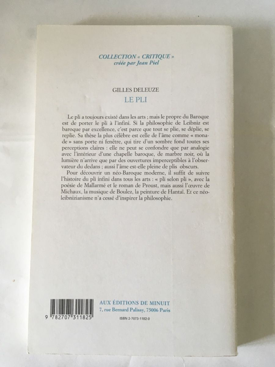Libri: Le Pli - Leibniz et le Baroque – Usato da Düdingen venduto da pyl_dv98 1