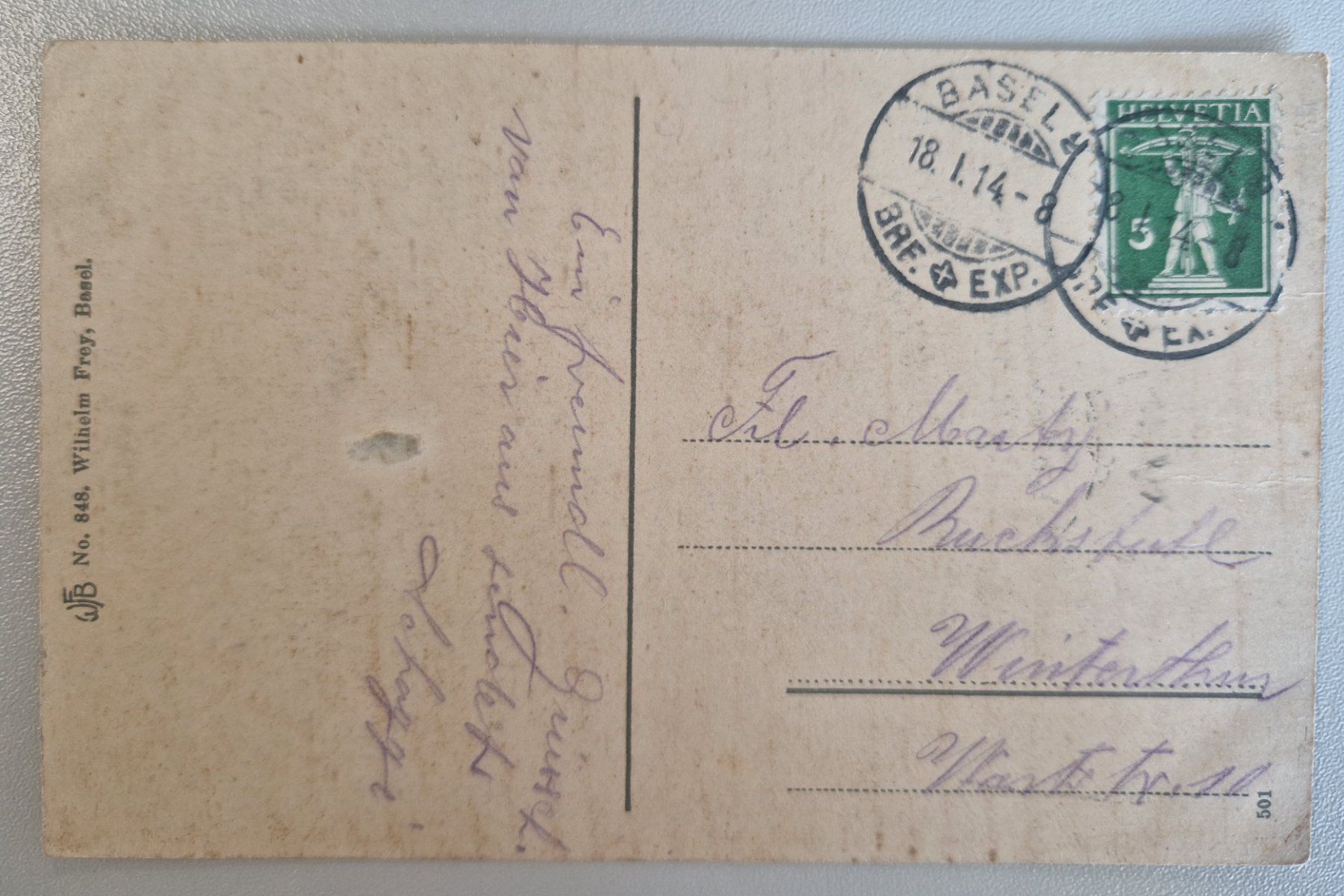 Cartoline postali: Basel, Wettsteinbrücke, Münster 1914 – Usato da Melchnau venduto da Fishel 1